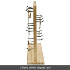 Ikee Design Free Assemble 2 Pcs Set Wooden Jewelry Display Rack with 20 Removable Metal Hooks/Each, Earring Display Holder Stand for Earring,Necklaces,Bracelet, Keychain Stand, Oak Color - color: b) Oak, 2 Pieces