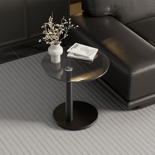C Shaped Side Table Round End Table for Living Room, Modern Coffee Tables Unique Aesthetics Simple Accent Tables, Multifunction Black Bedside Stand for Sofa Bedroom Couch Balcony Patio Yard Garden