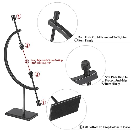 JUXYES Black Metal Sphere Holder Caliper Stand, Hold Max to 2-7/8, Black Caliper Style Display Stand for Mineral, Ornament, Gem, Shell, Coin, etc - color: Black, size: S