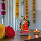 alikiki India Idol Radha Krishna Figurine - 3.9”H Hindu Murti God Krishna Radha Statue for Car Dashboard Decor Home Office Temple Mandir Altar Shrine Pooja Decor Diwali Spiritual Gifts - size: 3.9”H