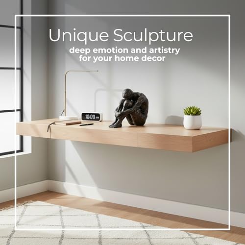 Sagebrook Home Resin Modern Glam Sitting Man Sculpture - Thoughtful Polyresin Decorative Figurine for Home, Office, Bedroom & Living Room - 8" Bronze & Copper - size: 8.0" H