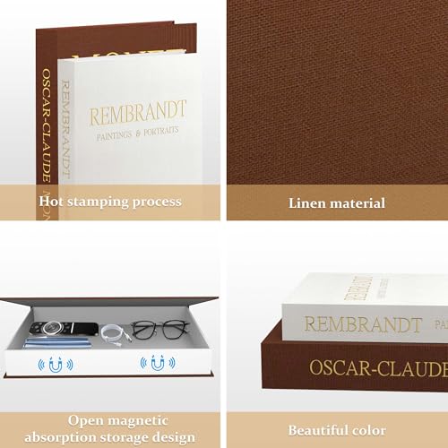 3 Piece Coffee Table Decor Set Decorative Linen Books with White Ceramic Tray, Modern Minimalist Stack Bookshelf Decor, Fake Books for Living Room, Libros Decorativos & Photo Storage - color: Brown + Beige +White Tray
