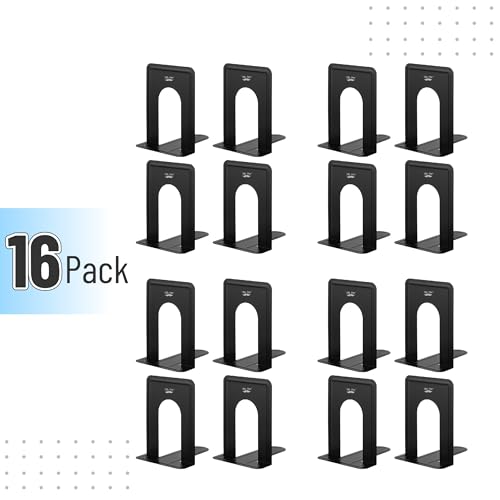 Mr. Pen- Book Ends, Black, 16 Pack, Heavy Duty Metal Bookends for Shelves, Book Holders for Shelves, Metal Bookends - color: Black, size: 16 Pack