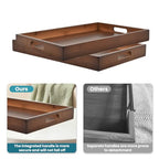 Bamboo Wood Serving Tray with Handles(14.96x10.24x1.57 inches) – Elegant Decorative Platter for Breakfast in Bed, Lunch, Dinner, Appetizers, BBQ, Parties & More – Perfect for Couch and Drawing Room.