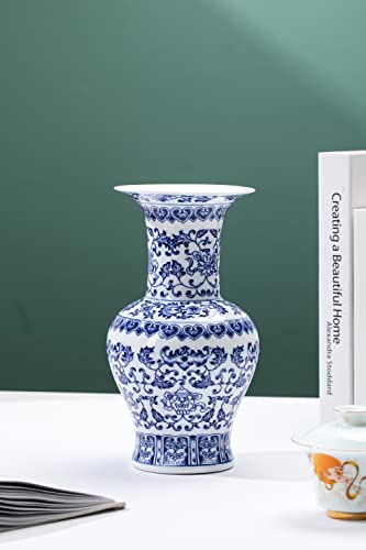Blue and White Vase, Blue Vase, Chinoiserie Vase, Blue and White Ginger Jar Vase for Home Decor, Blue and White Porcelain Decor,10 "H - size: Blue 10"H