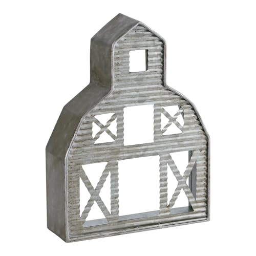 Barn Shaped Tea Light Holder Farmhouse Galvanized Metal Candle Holder Vintage Barn Decor for Table Centerpiece - 6.3" x 1.97" x 8.46" - size: Barn 2