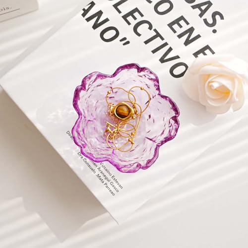 Gifts for Women Flower Ring Dish Jewelry Tray,Glass Trinket Dish Bathroom Room Decor Trinket Dish Valentine's Friendship Christmas Birthday Gifts for Women (Deep Purple) - color: Deep Purple
