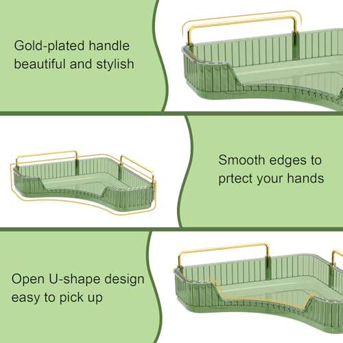GTI 2 Tier Bathroom Counter Organizer, Multi-Function Corner Bathroom Organizer Countertop,Makeup Organizer Perfume for Dresser Vanity Tray, Spice Rack Organizer for Kitchen (Clear) - color: Green, size: 10" x 10" x 11.7"
