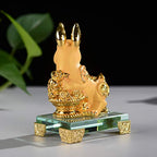 BRASSTAR Golden Resin Chinese Zodiac Rabbit Statue Feng Shui Home Office Table Top Decor Figurine Gift Collection PTZY103