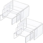 Chuangdi 2 Sets Acrylic Display Risers, Product Stand, Jewelry Display Riser Shelf Showcase Fixtures for Dessert Cupcake Candy Figure Treat Action Showcase(Clear,Small Set) - color: Clear, size: Small Set