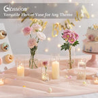 Glasseam Glass Cylinder Vase in Bulk: 12pcs Clear Small Bud Flower Vases for Centerpieces - Modern Hurricane Pillar or Floating Candle Holder for Wedding Party Table Living Room Home Decor, Tall 6"+7"