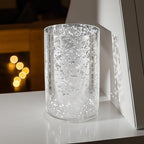 WGVI Hurricane Candle Holder Sleeve, W: 4", Ht: 6", Silver Speckled Glass Cylinder Open Both Ends, Chimney Tube Shade, 1 Piece - size: 4x6"H