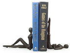 Ambipolar Yoga-Style Black Decorative Bookends, Cast Iron Book Stand to Hold Books Heavy Duty, Book Stoppers for Home Decor, Office Desk, Living Room Decor