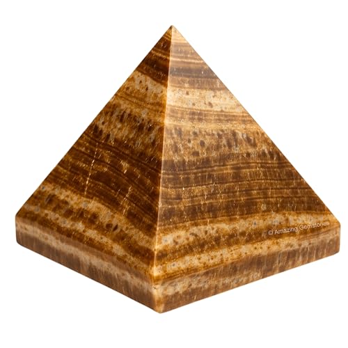 Amazing Gemstone Aragonite Pyramid Crystal Healing Stones - 2" Great Pyramid Figurine of Natural Stone Pyramid for Meditation, Reiki, Chakra Balancing and Crystal Pyramids Grid - color: Aragonite
