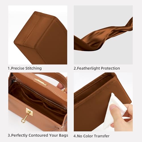 DGAZ Luxury Handbag & Tote Organizer, Silk Purse Organizer, Fits mini Kelly Bags (Gold, miniKelly2) - color: Gold, size: miniKelly2
