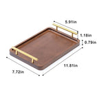 XZHXFX Bamboo Serving Tray with Gold Handles, Food Tray for Breakfast,Coffee Table,Dinner & Bar, Decorative Tray for Kitchen, Bedroom (Small) - size: 11.8" x 7.7" x 2"