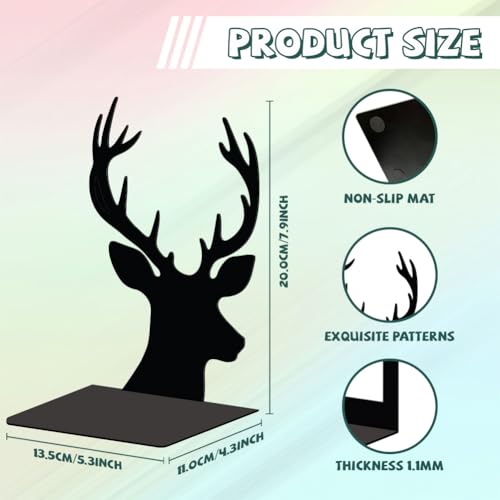 Peacoblue Metal Bookends for Shelves, Modern Decorative Heavy Duty Study Book Support Stoppers for Office, Desk, Shelf, Room 5.3"x4.3"x7.9" Cast Iron Simple Tall Bookends, 1 Pair (Deer Head) - style: Deer Head