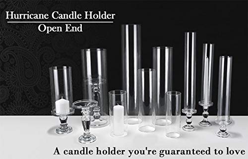 CYS EXCEL 6 PCS (H:14" D:2.5") Glass Hurricane Candleholder Tubes | Open-Ended Bottomless Cylinder, Chimney Tube for Taper Candles and Candlesticks - size: 2.5" wide x 14" tall