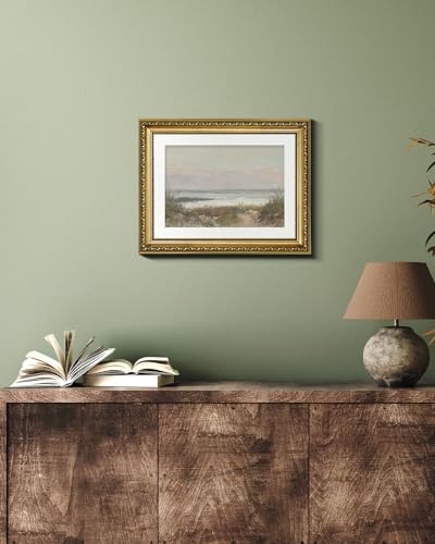 VIYYIEA Gold Framed Wall Art Canvas Print Home Decor Classical Coastal Scenery Bathroom Pictures Wall Decorations Farmhouse Wall art Room Decor Kitchen Office Bathroom Art Prints Wall Decor 11x14in - color: Beach Grass and Surf, size: 14"L x 11"W