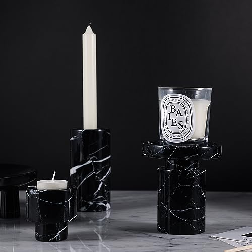 JIMEI Candle Holder Real Luxurious Natural Marble Candlestick Holder for Wedding Dinning Party, Candle Stand for Scented Candle, Candlestick, Taper Candle Pillar Candle, Tealight Candles (A Style) - color: A Style