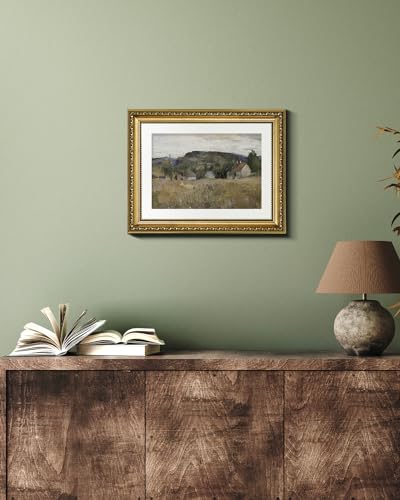 VIYYIEA Gold Framed Wall Art Canvas Print Home Decor Vintage Landscape Art Prints Wall Decor Abstract Serene Countryside Scene Wall Prints Mid Century Modern Decor for Living Room Bedroom 11x14in - color: Landscape from Bærum, size: 14"L x 11"W