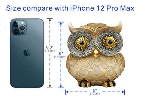 Garwor Retro Owl Statue for Home Decor, 6" Vintage Gold Resin Owl Figurine with Artistic Raised Feathers, Cute Bird Sculpture for Bookshelf Mantle Tabletop Decoration, Gift for Owl Lovers - color: Retro Gold, size: Medium