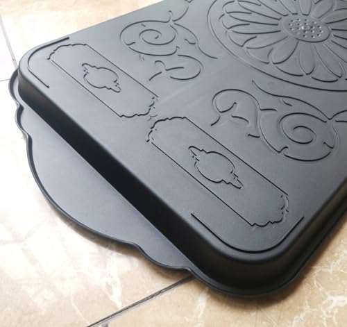 Boot Tray for Entryway,Hard Plastic Boot Mat,Shoe Tray,Shoe Mat for Indoor and Outdoor Use (Black Flower (Hard Plastic), 29.5X14.9 inch) - color: Black Flower (Hard Plastic), size: 29" x 14" x 1.2"