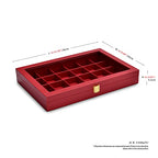 Oirlv Luxury Leather 24 Grid Jewelry Tray with Transparent Lid Earrings Rings Organizer Box Stackable Jewelry Box Drawer Inserts Women Gift - color: Red, size: 24 Grid
