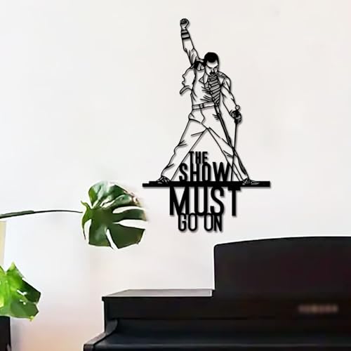 cape leadwort Metal Wall Art, Minimalist Line Art Rock Music Wall Decor, Band Singer Silhouette Wall Sculptures for Living Room, Bedroom, Music Studio, 15.7" x 9.44" - color: Music1