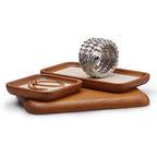 Oirlv Solid Wood Jewelry Display Tray Small Jewelry Tray Rings Earrings Bracelets Necklace Holder Organizer(Small, Creamy-white) - color: Creamy-white, size: 3.93"x 3.93"x 0.59"