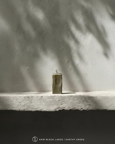 LAWA Raw Block Candle - Beautiful Handmade Pillar Scented Soy Wax Elegant Aesthetic Candle Housewarming Gift Home Room Shelf Decor Idea (Earthy Green, Large) - color: Earthy Green, size: Large
