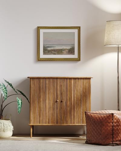 VIYYIEA Gold Framed Wall Art Canvas Print Home Decor Classical Coastal Scenery Bathroom Pictures Wall Decorations Farmhouse Wall art Room Decor Kitchen Office Bathroom Art Prints Wall Decor 16x20in - color: Beach Grass and Surf, size: 20"L x 16"W