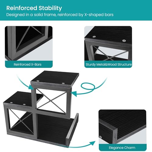 ELITEROO Wood Desktop Shelf, 3 Tier Desk Shelves Small Bookshelf Organizer, Office Storage Rack and Cubicle Organizers Accessories for Dorm Office Home Decor, Black - color: Black