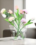 Butterfly Shaped Acrylic Flower Vase with Scissors and Plant Tape, Clear Decorative Vase for Home Office Desk, Unique Shelf Decor and Event Decoration, Aesthetic Gift for Book Lovers and Women