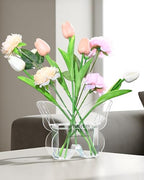 Butterfly Shaped Acrylic Flower Vase with Scissors and Plant Tape, Clear Decorative Vase for Home Office Desk, Unique Shelf Decor and Event Decoration, Aesthetic Gift for Book Lovers and Women