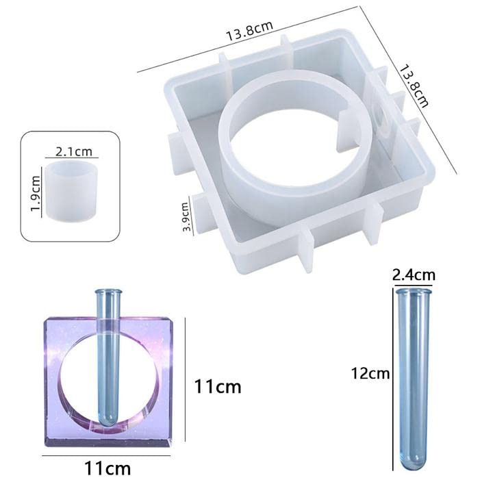 Resin Molds for Vase YIRUZWRD Silicone Mold Epoxy Resin Mold for Plant Propagation Station Resin Casting Vase Mold with 9 Test Tubes for Hydroponic Plants Flowers - color: 3 vase mold 9 tubes