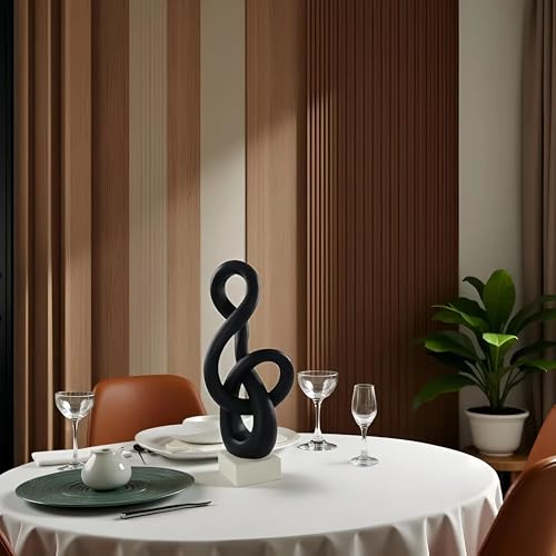 16" Modern Abstract Ribbon Decorative Sculpture, Knot Sculptures,Home Decor,Coffee Table Statues,Dining Living Room Desk Decor,Musical Note,Black - color: 16" Black