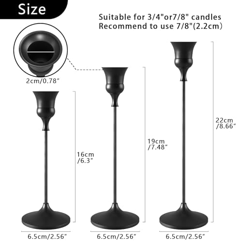Candlestick Holders Black, 12 Packs Taper Candle Holder for Candlesticks, Candle Sticks Holder Decor for Home Decor - color: Black