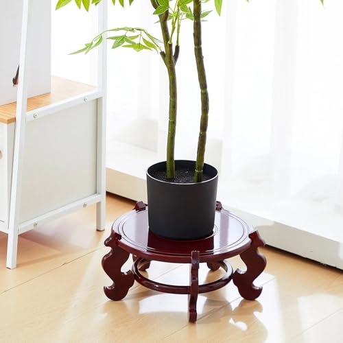 Geetery 2 Pcs 4 to 12 in Wooden Plant Stands Indoor Chinese Oriental Plant Stand for Vase Fishbowl Flower Pot Lamp Redwood Base Vintage Display Rack Decor(12 Inch) - size: 12 Inch