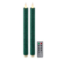 Flameless Taper Candles Flickering with Remote and Timer, 3D Moving Flame Taper Candle Battery Operated to 400 Hours, 9 Inch Window Candles, (Glitter Green) - color: Glitter Green