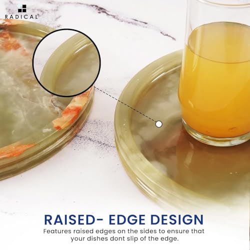 Radicaln Marble Serving Tray 10" Inches Green Handmade Round Trays for Party Supplies Ideal Food & Cafeteria Trays for Kitchen, Serving Dishes & Platter - color: Green