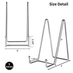 IBosins 5 Pack 6 Inch Plate Holder Display Stands, Metal Silver Frame Stand for Picture, Book, Photo Easel, Creation, Collectibles - color: Silver, size: 6 Inch