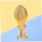 Luxury Crystal Golden Leaf Design Decor for Table and Cabinet Unique Leaf Ornament for Stylish Living Spaces