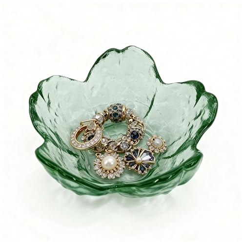 Mini Flower Ring Plate Jewelry Storage Tray Ring Holder for Dressing Table, Bedside Table, Room Bathroom Decoration, Cute Valentine's Day Christmas Birthday Gift for Women (green flower) - color: green Jewelry Tray and Flower Base