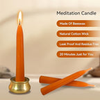 Mini Taper Candle Meditation Candles,Pumpkin 20 Minute Prayer Candlestick Dripless Beeswax Candles with Brass Candle Holder for Yoga & Spiritual Rituals,30-ORABRO - color: MCBEE30PC-ORABRO