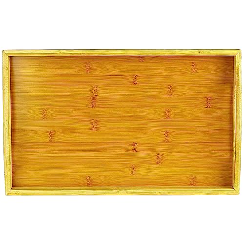 Tray with Large Handles - Bamboo Ottoman Tray, Great for Coffee Table, Couch, Tea, Bar, Breakfast, Dinner, or Any Food - Good for Parties or Bed for Eating (Home It)