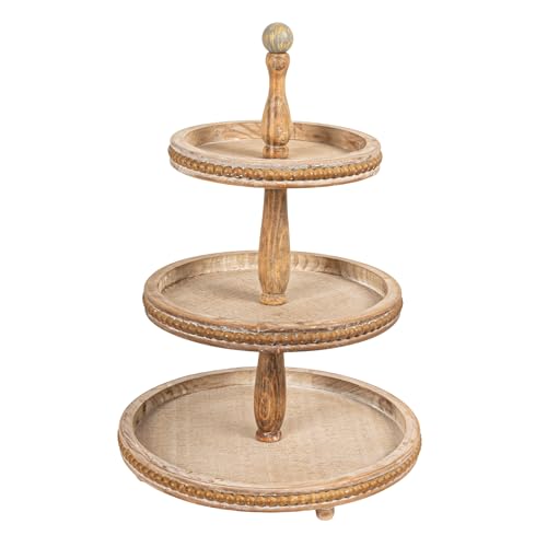 Round 3-Tier Decorative Wood Tray - color: Natural, style: 3-Tier