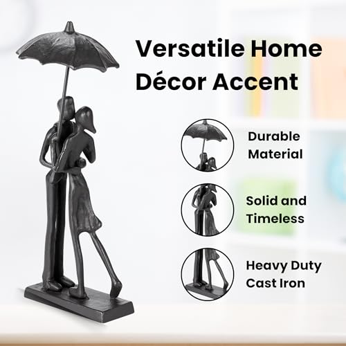 Modern Sculptures Home Decor Affectionate Couple Statue Kissing Under Umbrella Figurine Statues for Bedroom Décor Hand Sculptures for Living Room Romantic Figurines - style: Kissing Under Umbrella