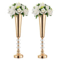 Metal Gold Trumpet Vase - 2 Pcs Tall Tabletop Vases for Centerpieces, 20.8in, Flower Stand for Wedding, Birthday, Home Decor