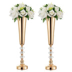 Metal Gold Trumpet Vase - 2 Pcs Tall Tabletop Vases for Centerpieces, 20.8in, Flower Stand for Wedding, Birthday, Home Decor